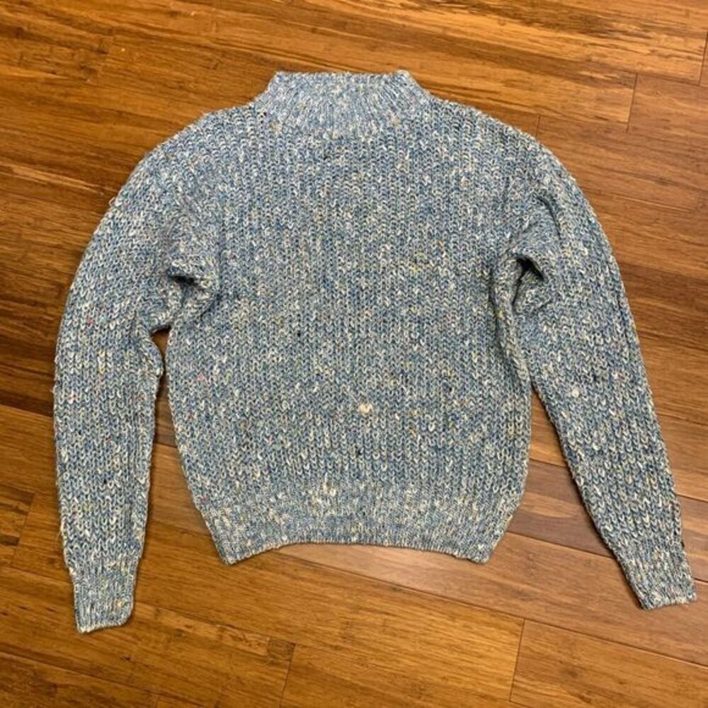 YarnWorks Knit Sweater Womens Large Blue Mock Neck Pullover‎ Colorful Knitwear